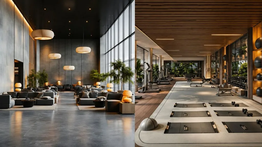 Không gian lounge và phòng gym trong hệ tiện ích nội khu Imperia Sensa Park